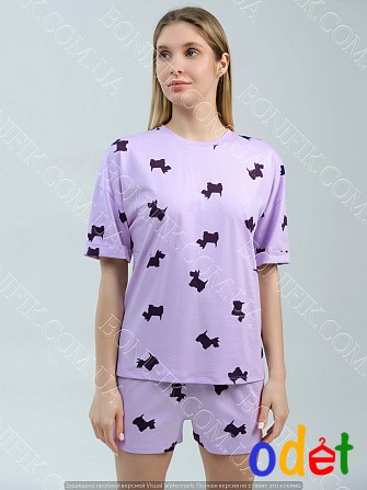 Жіноча піжама з собачками "Lavender Puppies" (футболка+шорти) (12062) (арт. 1407) Кривой Рог - изображение 1