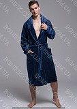 Чоловічий синій халат велсофт з поясом (90055) (арт. 1202) Кривой Рог