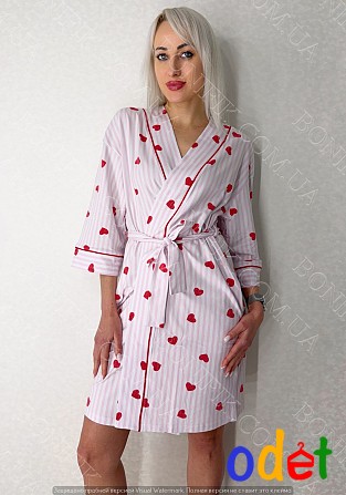 Жіночий халат на поясі з малюнком "Loveu" (арт. LGK 208/25/01) Кривой Рог - изображение 1