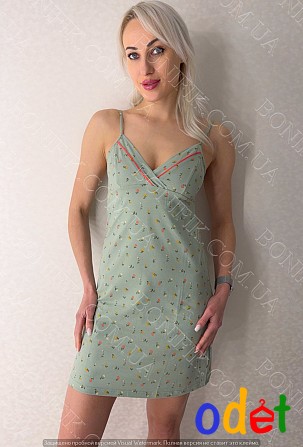 Жіноча нічна сорочка на тонких бретелях "Green Meadow" (арт. LDK 118/18/03) Кривой Рог - изображение 1