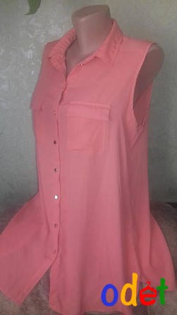 Кораловая шифоновая блуза с удлиненной спинкой, primark Кременчуг - изображение 1