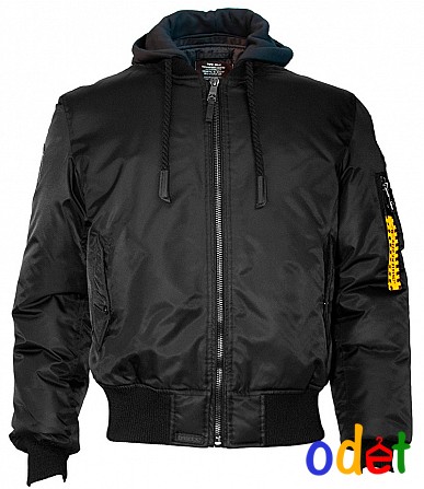 Бомбер Top Gun MA-1 Nylon Bomber jacket with hoodie (чорний) Львов - изображение 1