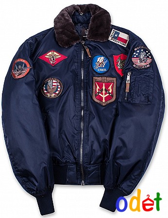 Top Gun Official B-15 Flight Bomber Jacket with Patches (синій) Луцк - изображение 1