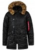 Зимова куртка аляска Slim Fit N-3B Parka Alpha Industries (чорна з коричневим хутром) Днепр