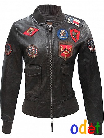 Жіночий бомбер Top Gun Women's Vegan Leather Bomber Jacket (коричневий) Ивано-Франковск - изображение 1