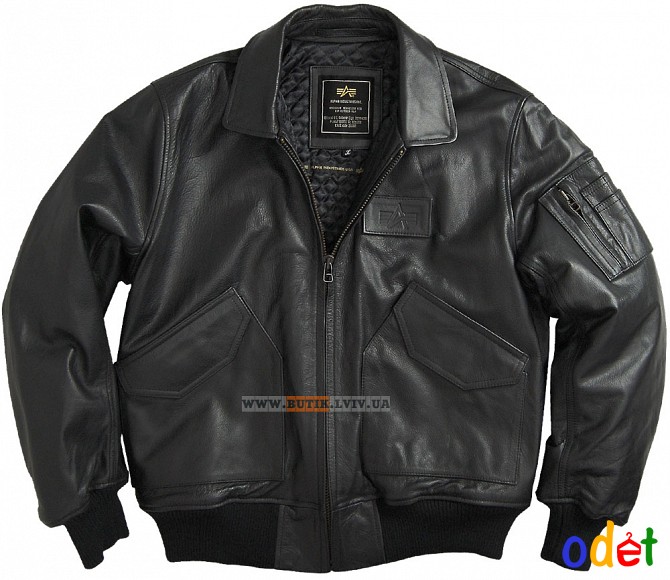 Шкіряна льотна куртка Leather CWU 45/P Flight Jacket (чорна) Житомир - изображение 1