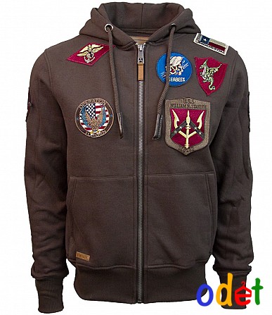 Реглан Top Gun Men's zip up hoodie with patches (коричневий) Полтава - изображение 1